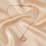 Rose Gold Crystal Clover Pendant Necklace for Women