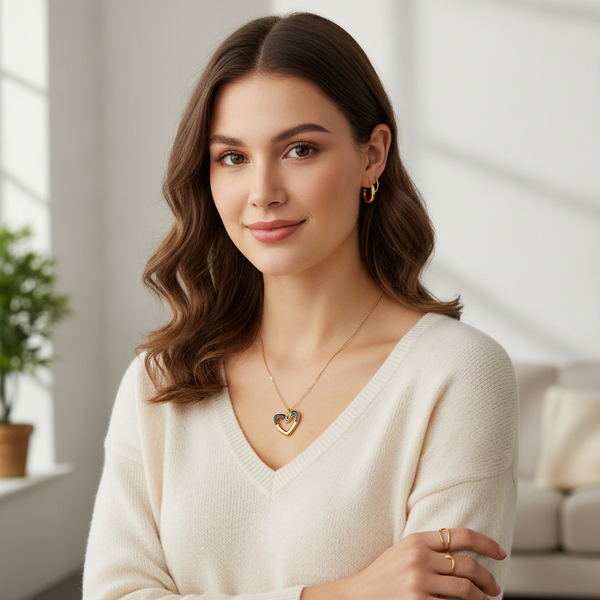 Elegant Dual-Tone Heart Necklace for Women