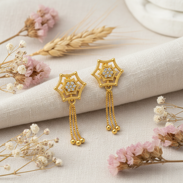 NXGOLD Star Charm Tassel Crystal Earrings
