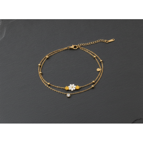NXGOLD Double Layer Daisy Charm Bracelet for Women