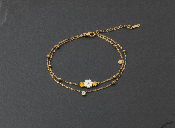 NXGOLD Double Layer Daisy Charm Bracelet for Women