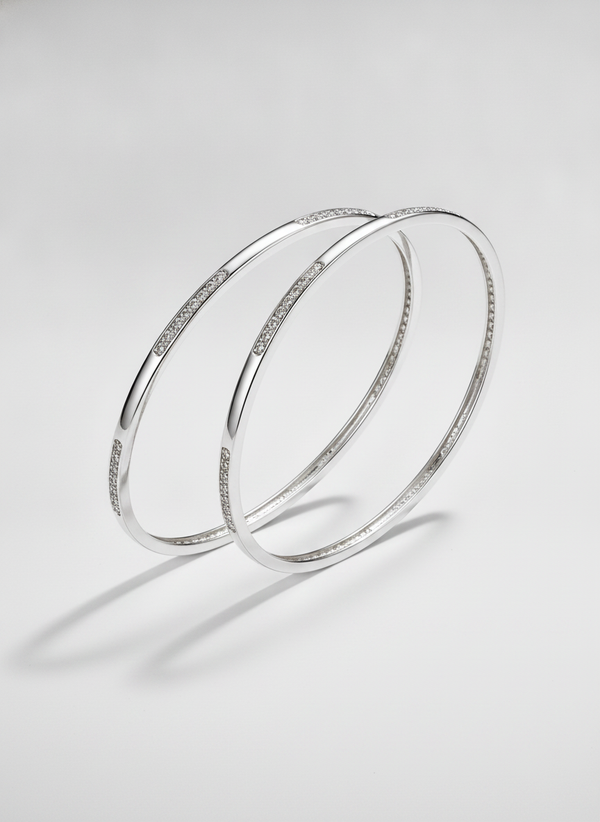 925 Silver Minimalist CZ Bangles for Women