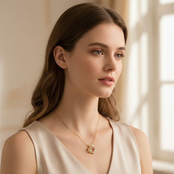 Forever Love Crystal Open Heart Pendant Necklace
