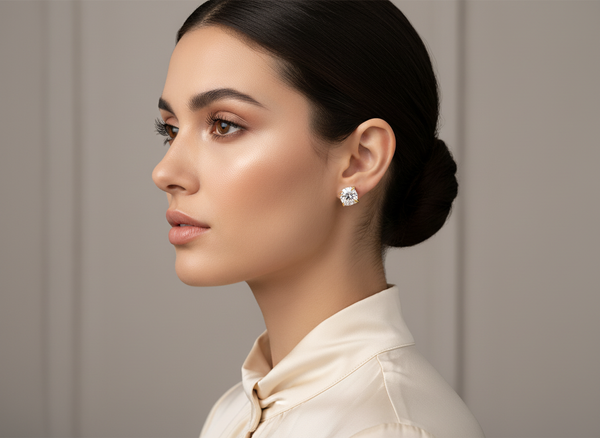 Luxury Heart Cut Diamond Stud Earrings for Women & Girls