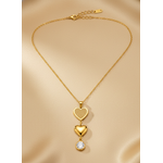 Golden Double Heart Crystal Pendant Necklace for Women