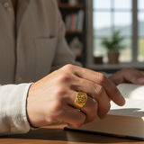 NXGOLD Divine Om Heritage Gold Signet Ring for Men