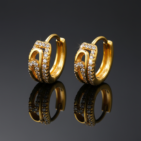 Luxury Gold Diamond Hoop Earrings For Women & Girls