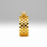 Chic Anti-Tarnish Lattice Pattern Ring with CZ Stone