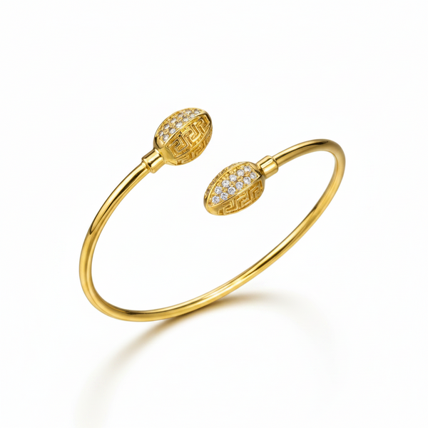 Luxury Oval Greek Key Open Kada Bracelet for women & girls