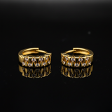 NXGOLD Geometric Crystal Gold-Toned Huggie Hoop Earrings for Women