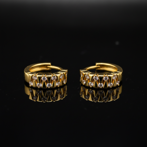 NXGOLD Geometric Crystal Gold-Toned Huggie Hoop Earrings for Women