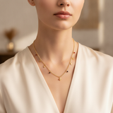 Dainty Star Charm Necklace with Colorful Crystal Beads