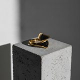 Black Glitter Open Adjustable Ring for Women
