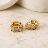 NXGOLD Luxe Pavé Crystal Gold-Toned Huggie Hoop Earrings for Women