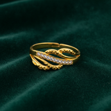 Delicate Leaf Branch CZ Open Ring for Women