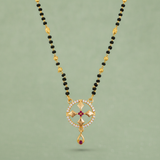 Traditional Black Bead Mangalsutra with Circular Designer Pendant