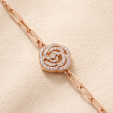 Elegant Rose Bloom CZ Sterling Silver Bracelet for Women