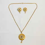 Vintage Floral Crystal Pendant Necklace Set