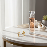 NXGOLD Clover Crystal Drop Gold-Toned Stud Earrings for Women