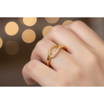 NXGOLD Elegant Infinity Curve Diamond Accent Gold Ring for Women