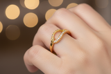 NXGOLD Elegant Infinity Curve Diamond Accent Gold Ring for Women