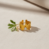 Elegant Adjustable Anti-Tarnish Gold Ring with CZ Stone