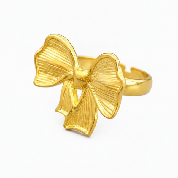NXGOLD Adjustable Ribbon Bow Ring for Women & Girls