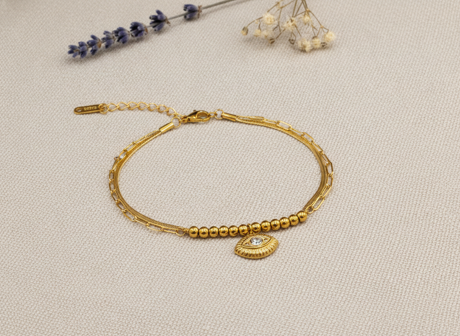 NXGOLD Trendy Double Layer Evil Eye Bracelet