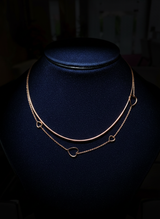 Elegant Rose Gold Double Layer Heart Charm Pendant Necklace
