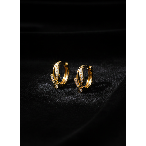Twisted Crystal Gold-Toned Hoop Earrings for Women