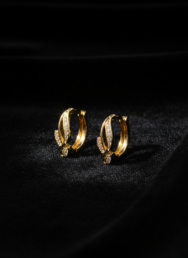 Twisted Crystal Gold-Toned Hoop Earrings for Women