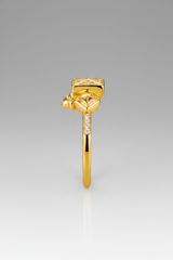 NXGOLD Royal Geometric Diamond Accent Gold Ring for Women