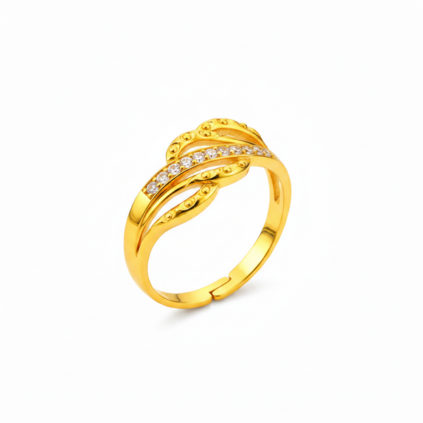 Delicate Leaf Branch CZ Open Ring for Women