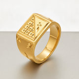 Royal Geometric Heritage Gold Statement Ring for Men