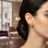NXGOLD Textured Gold-Toned Designer Stud Earrings for Women