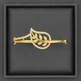 Designer Botanical Leaf CZ Gold Bracelet Women & Girls