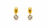 NXGOLD Solitaire Crystal Gold-Toned Stud Earrings for Women