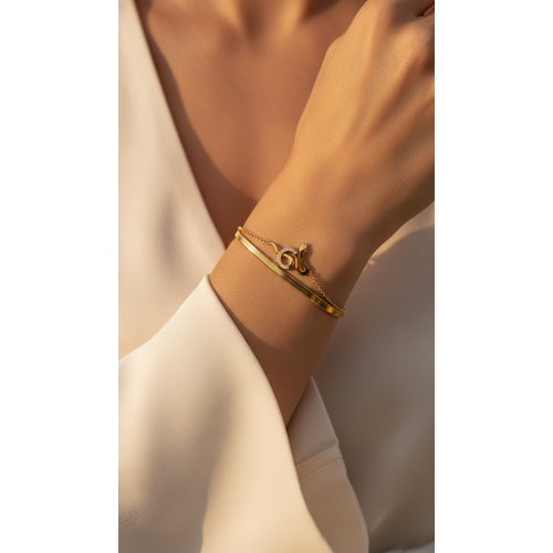 NXGOLD Snake Charm Double Layer Gold-Plated Bracelet for Women