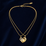 Luxury Gold Double Layer Heart Necklace for Women & Girls
