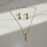 Luxury CZ Diamond Shape Pendant Necklace & Earrings Set