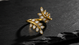 Elegant Marquise Crystal Leaf Adjustable Ring for Women