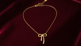 Minimalist Gold Bow & Pearl Necklace for Women