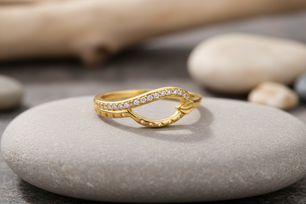 NXGOLD Elegant Infinity Curve Diamond Accent Gold Ring for Women