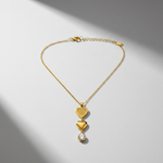 Golden Double Heart Crystal Pendant Necklace for Women