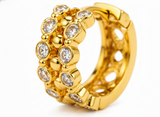 NXGOLD Luxe Crystal Cluster Gold-Toned Huggie Hoop Earrings for Women