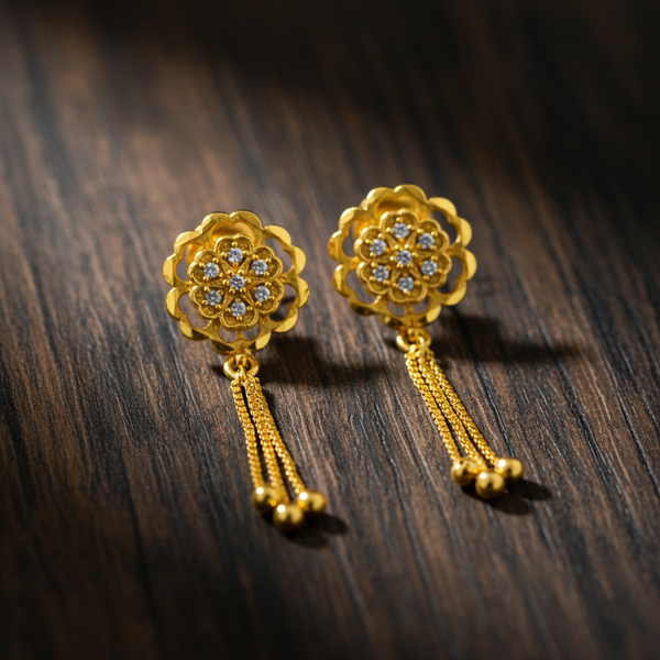Floral Design Tassel Earrings for Women