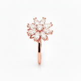 Luxury 360° Rotating Floral Blossom Adjustable Ring with Sparkling CZ