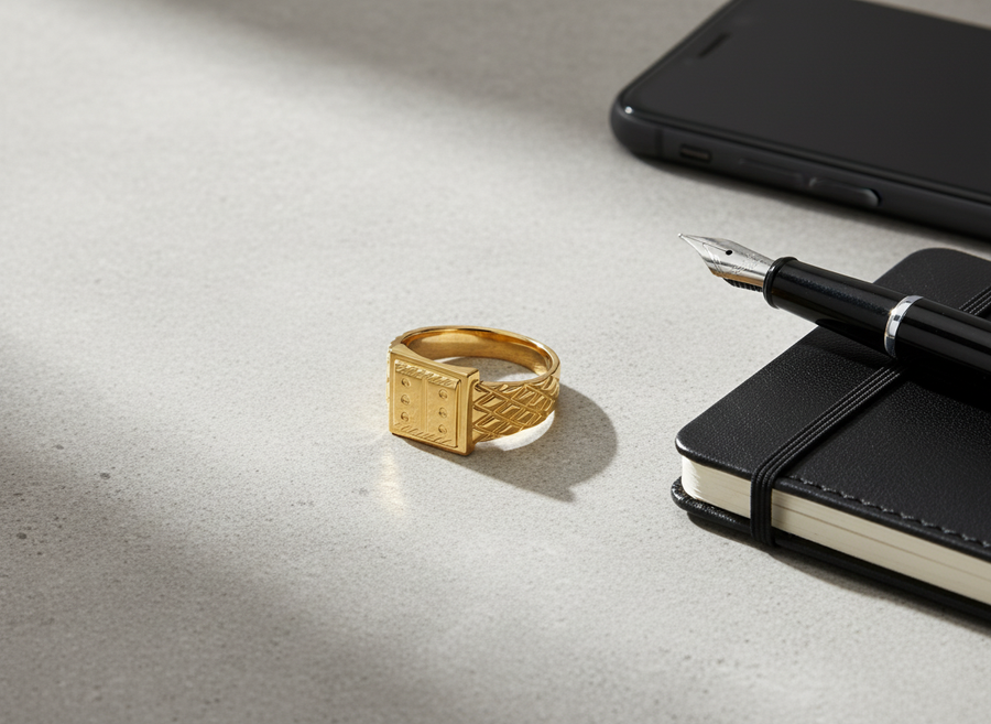 NXGOLD Heritage Square Signet Ring