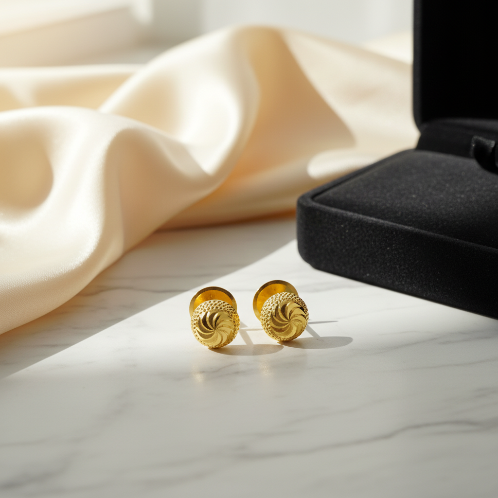 NXGOLD Textured Gold-Toned Designer Stud Earrings for Women