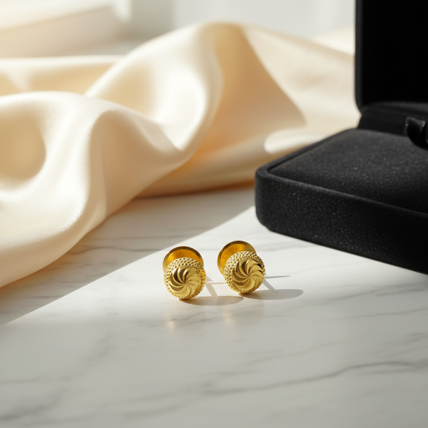NXGOLD Textured Gold-Toned Designer Stud Earrings for Women